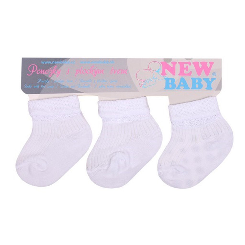 Kojenecké pruhované ponožky New Baby bílé - 3ks56 (0-3m)