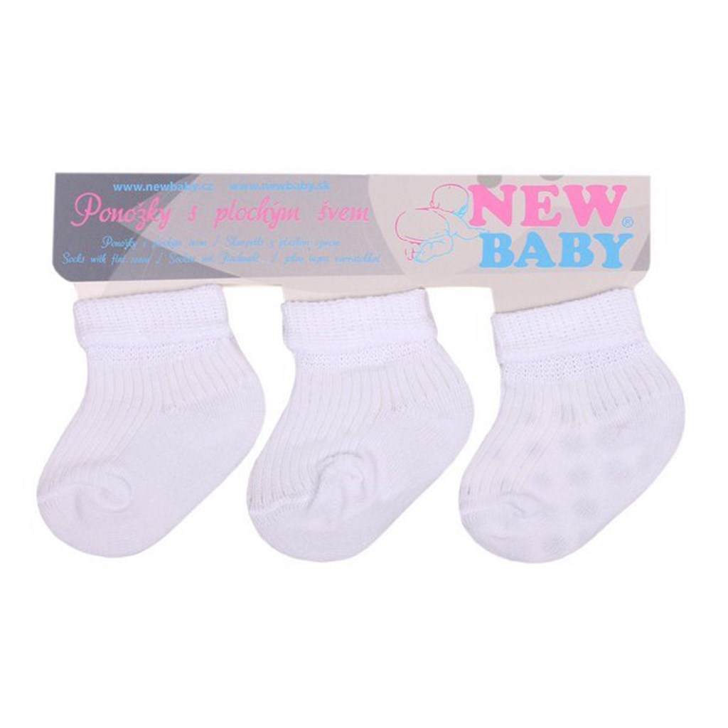 Kojenecké pruhované ponožky New Baby bílé - 3ks, Velikost: 62 (3-6m)