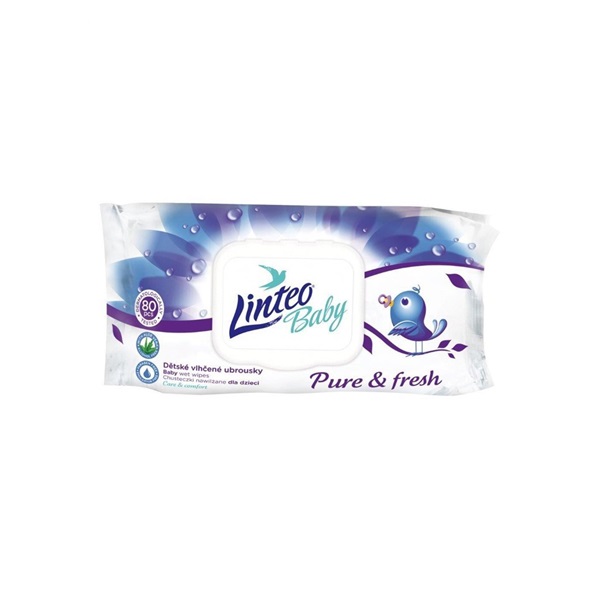 Dětské vlhčené ubrousky Linteo Baby 80 ks Pure and fresh - sada 24 kusů