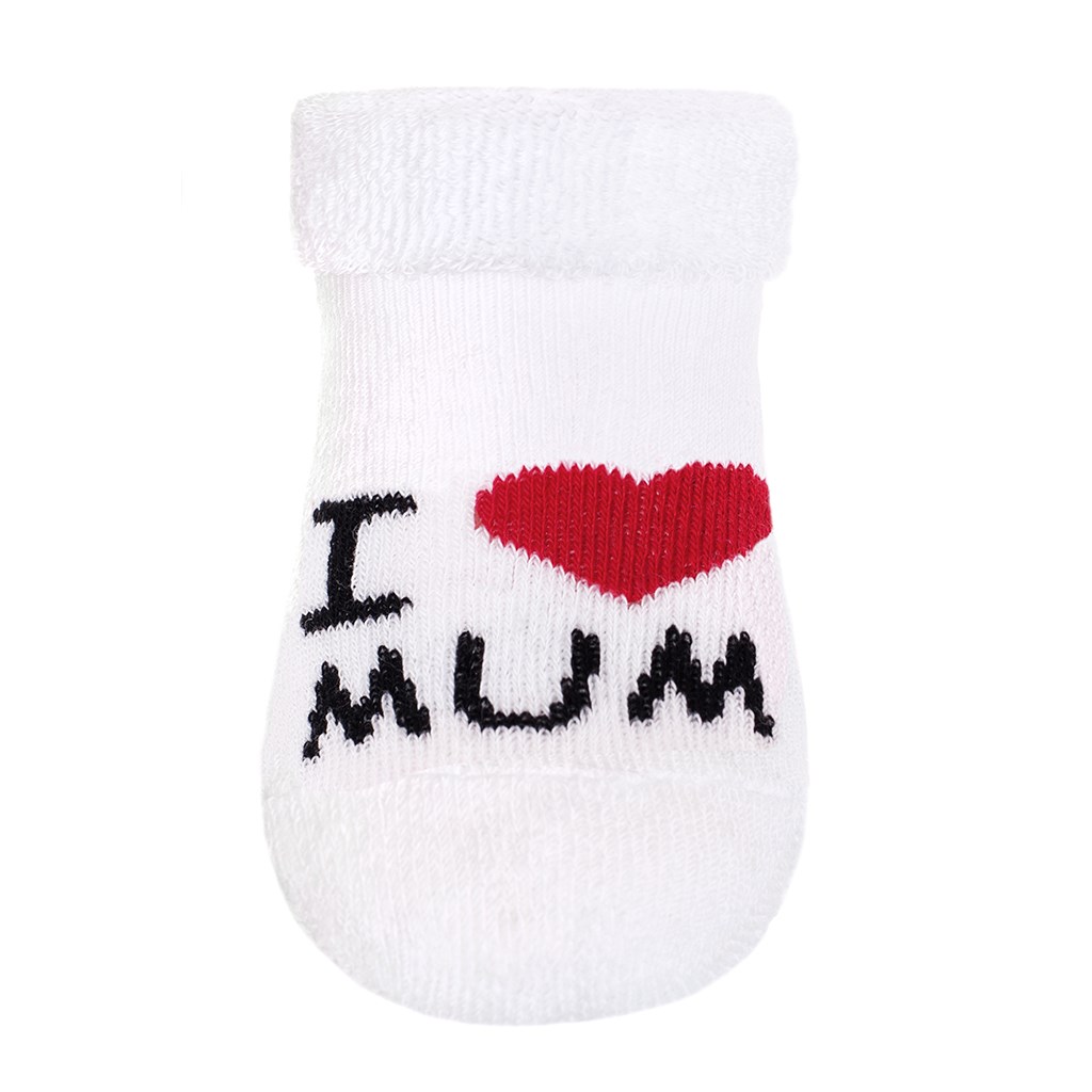 Kojenecké froté ponožky New Baby bílé I Love Mum and Dad