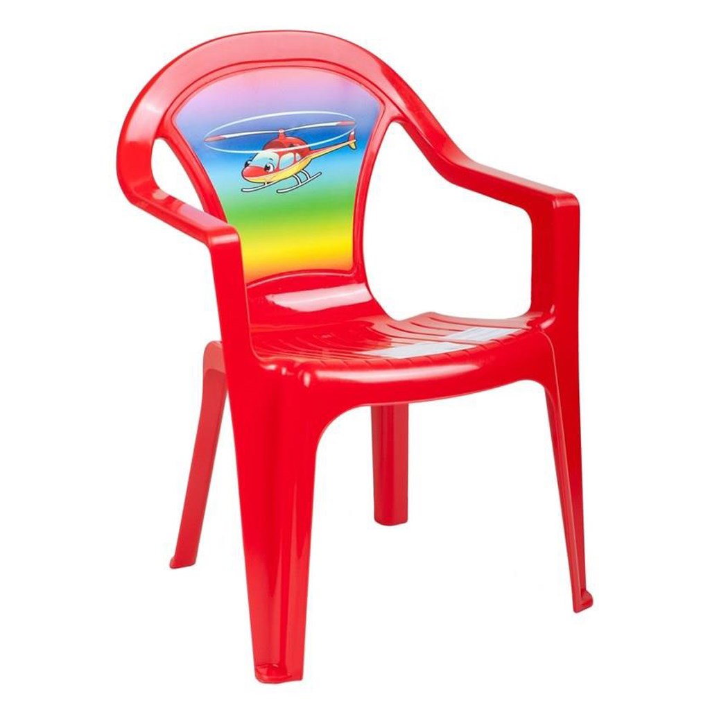 Dětský zahradní nábytek - Plastová židle červená vrtulník