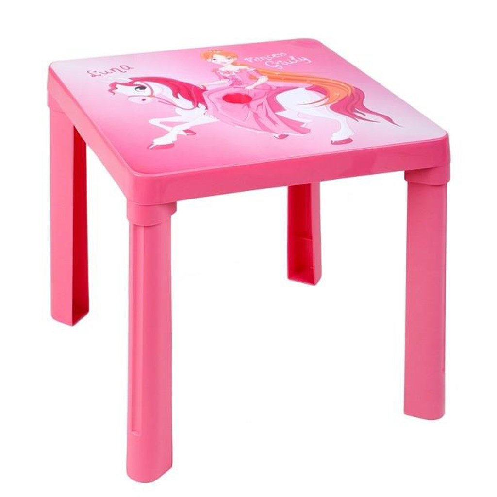 Dětský zahradní nábytek – Plastový stůl růžový