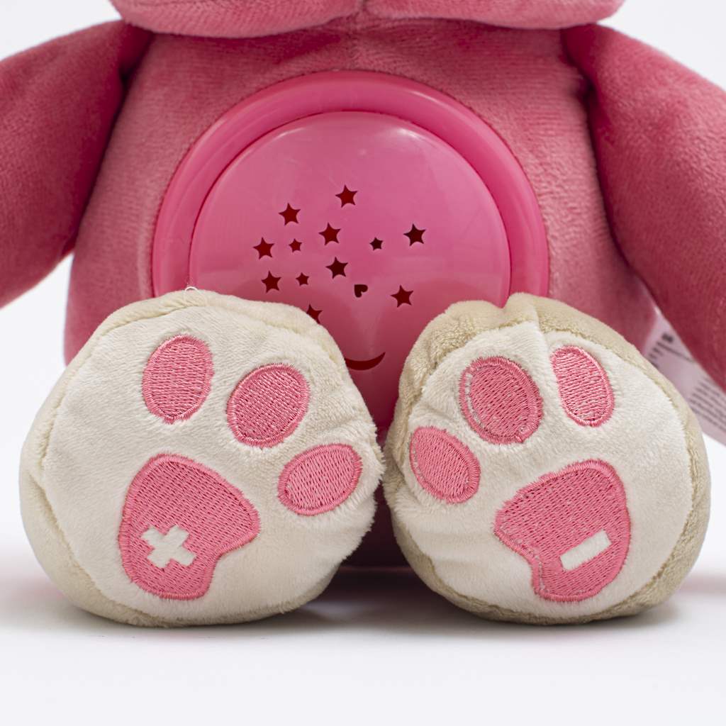 Plyšový usínáček medvídek s projektorem Baby Mix růžový - 1