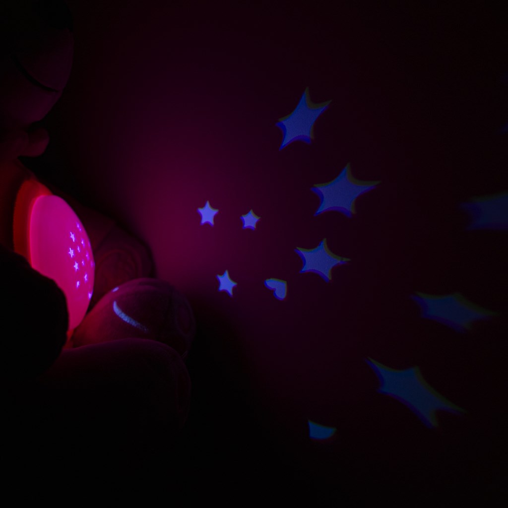 Plyšový usínáček medvídek s projektorem Baby Mix růžový - 3