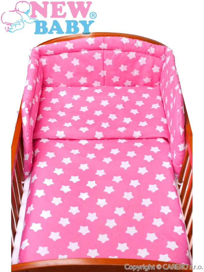 2-dílné ložní povlečení New Baby 90/120 cm růžové s hvězdičkami