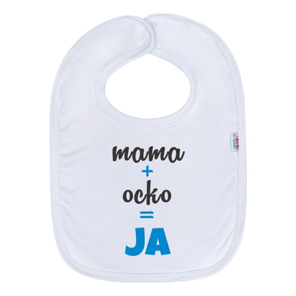 Kojenecký bavlněný bryndák New Baby mama+ocko=JA modrý