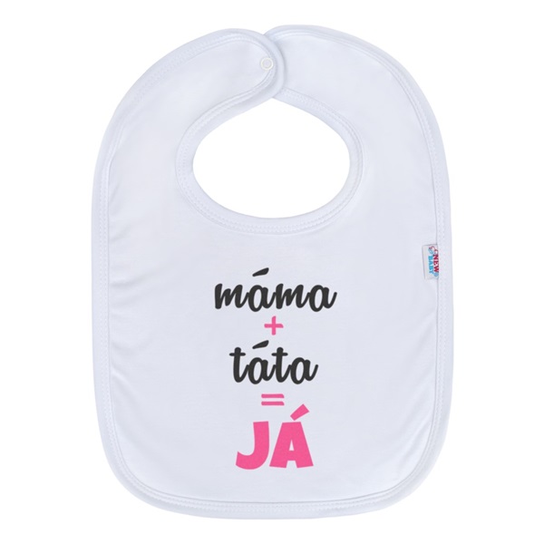 Kojenecký bavlněný bryndák New Baby máma+táta=JÁ růžový