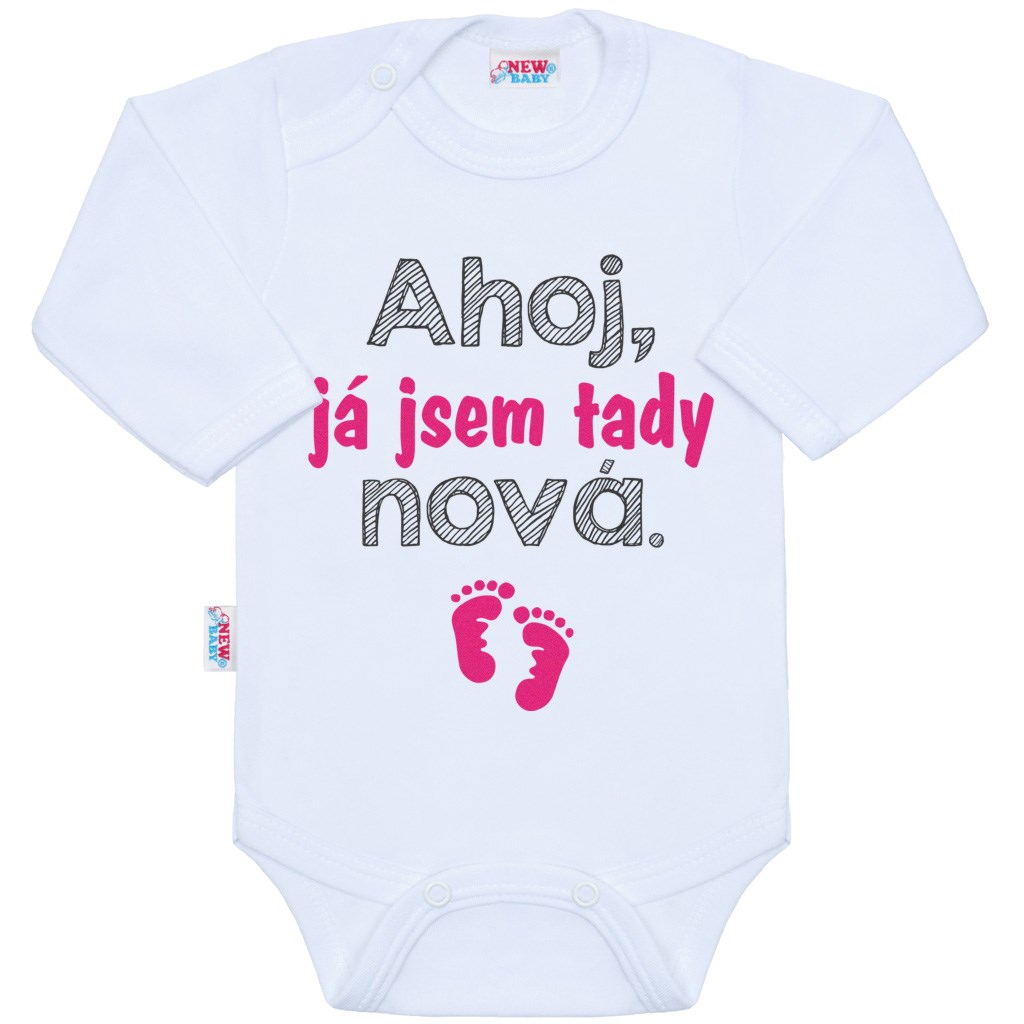 Fotografie Body s potiskem New Baby Ahoj, já jsem tady nová.