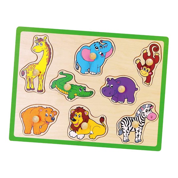 Dětské dřevěné puzzle s úchyty Viga ZOO