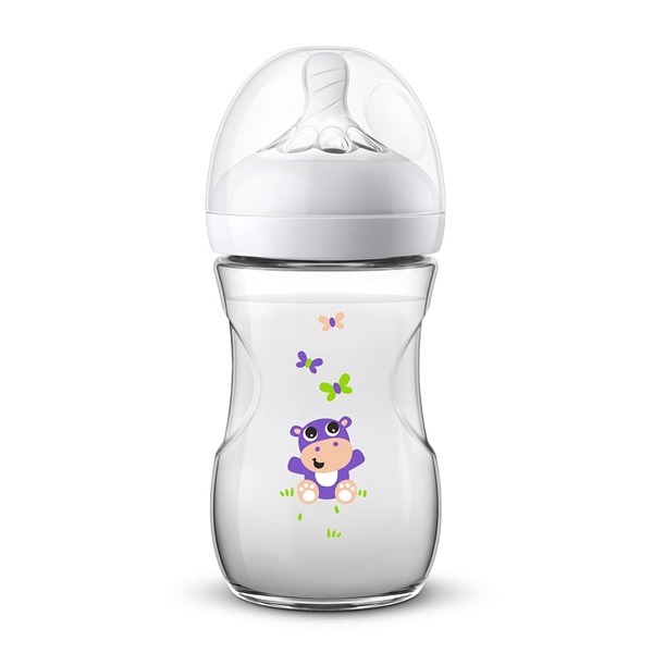 Kojenecká láhev Avent Natural 260 ml bílá hroch