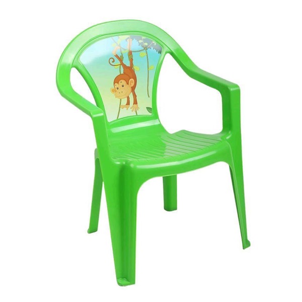 Dětský zahradní nábytek - Plastová židle zelená opice