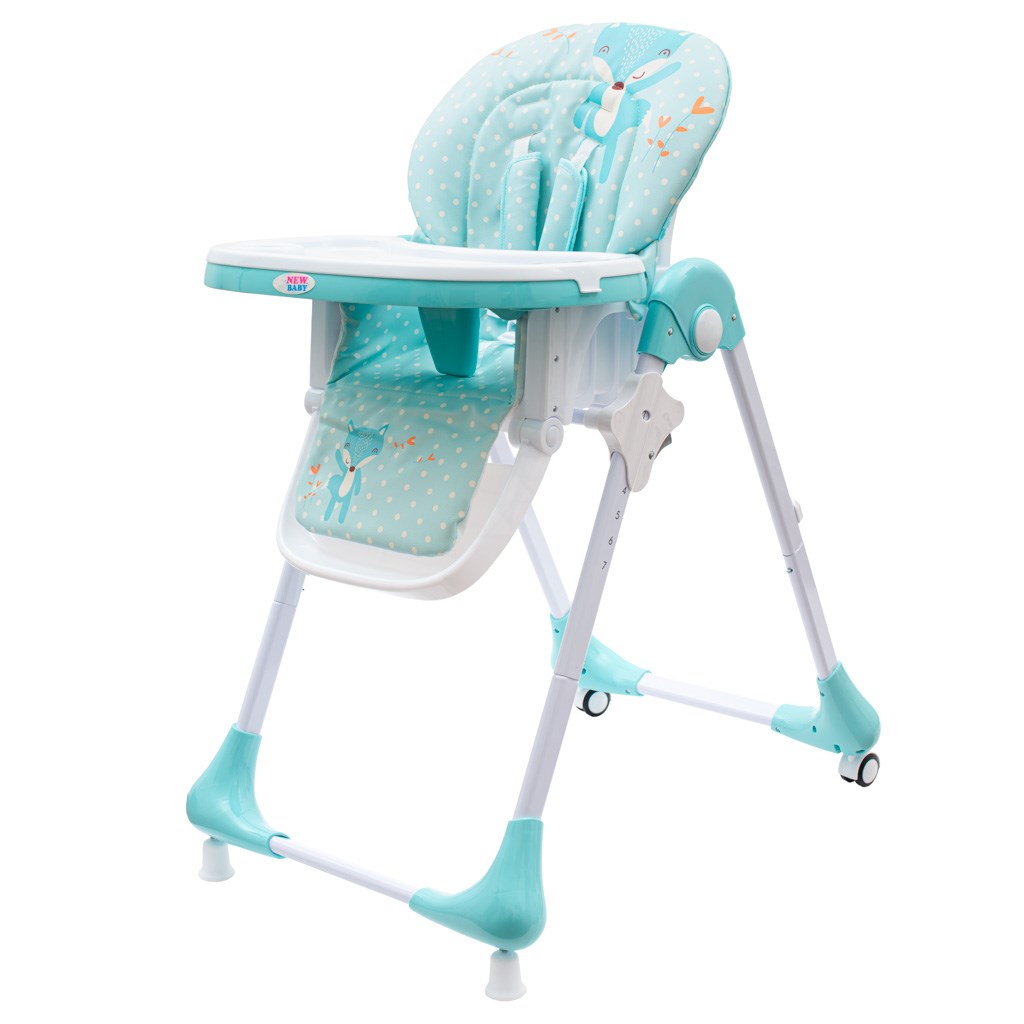 Jídelní židlička NEW BABY Minty Fox – ekokůže a vložka pro miminka