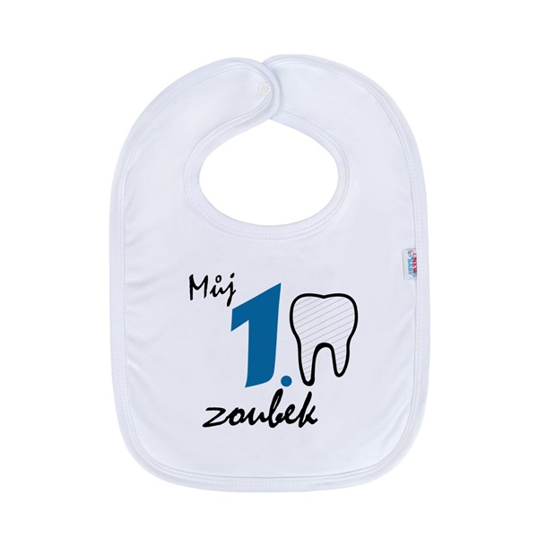 Kojenecký bavlněný bryndák New Baby Můj 1 zoubek modrá