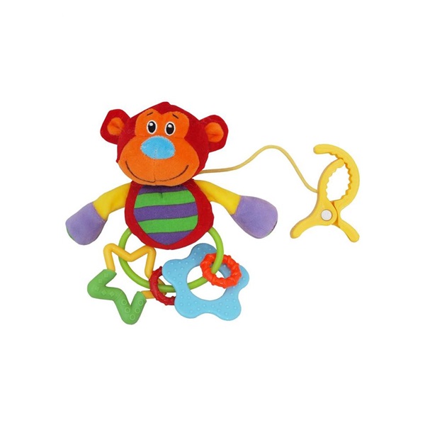Plyšová hračka s chrastítkem Baby Mix opička s klipem
