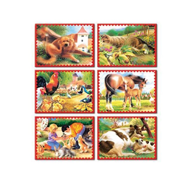 Skládací obrázkové kostky 12 ks zvířátka z farmy
