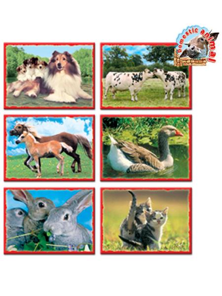 Skládací obrázkové kostky 12 ks domácí zvířátka