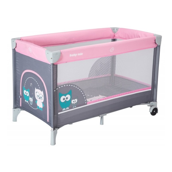 Dětská cestovní postýlka Baby Mix Sova růžová