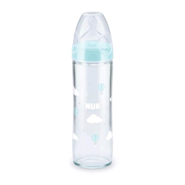 Skleněná kojenecká láhev NUK New Classic 240 ml modrá