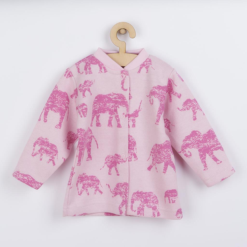 Kojenecký kabátek Baby Service Sloni růžový vel. 74 (6-9m)