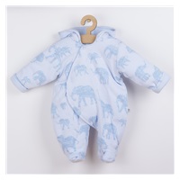 Zateplená kojenecká kombinéza s kapucí Baby Service Sloni modrá