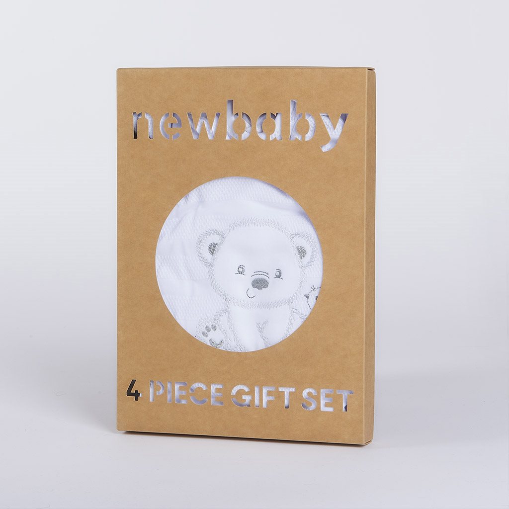 Kojenecká soupravička do porodnice New Baby Sweet Bear bílá, Velikost: 56 (0-3m)