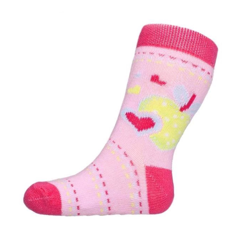 Kojenecké ponožky New Baby s ABS růžové s jablíčkem