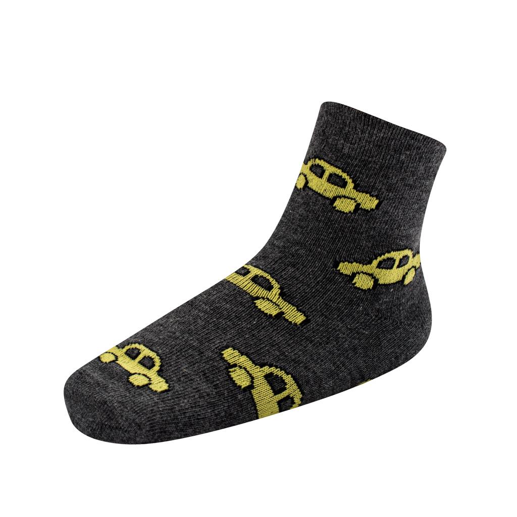 Dětské bavlněné ponožky New Baby šedé se žlutým autem
