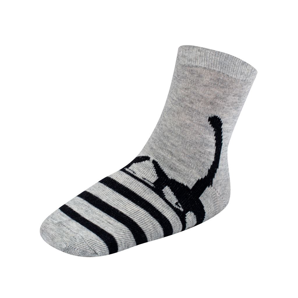 Dětské bavlněné ponožky New Baby šedé velká kočka
