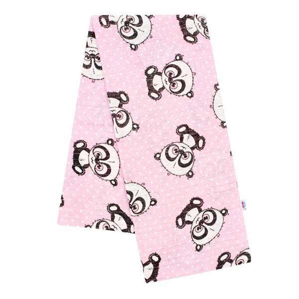 Bavlněná plena s potiskem  New Baby růžová panda s bílou tečkou
