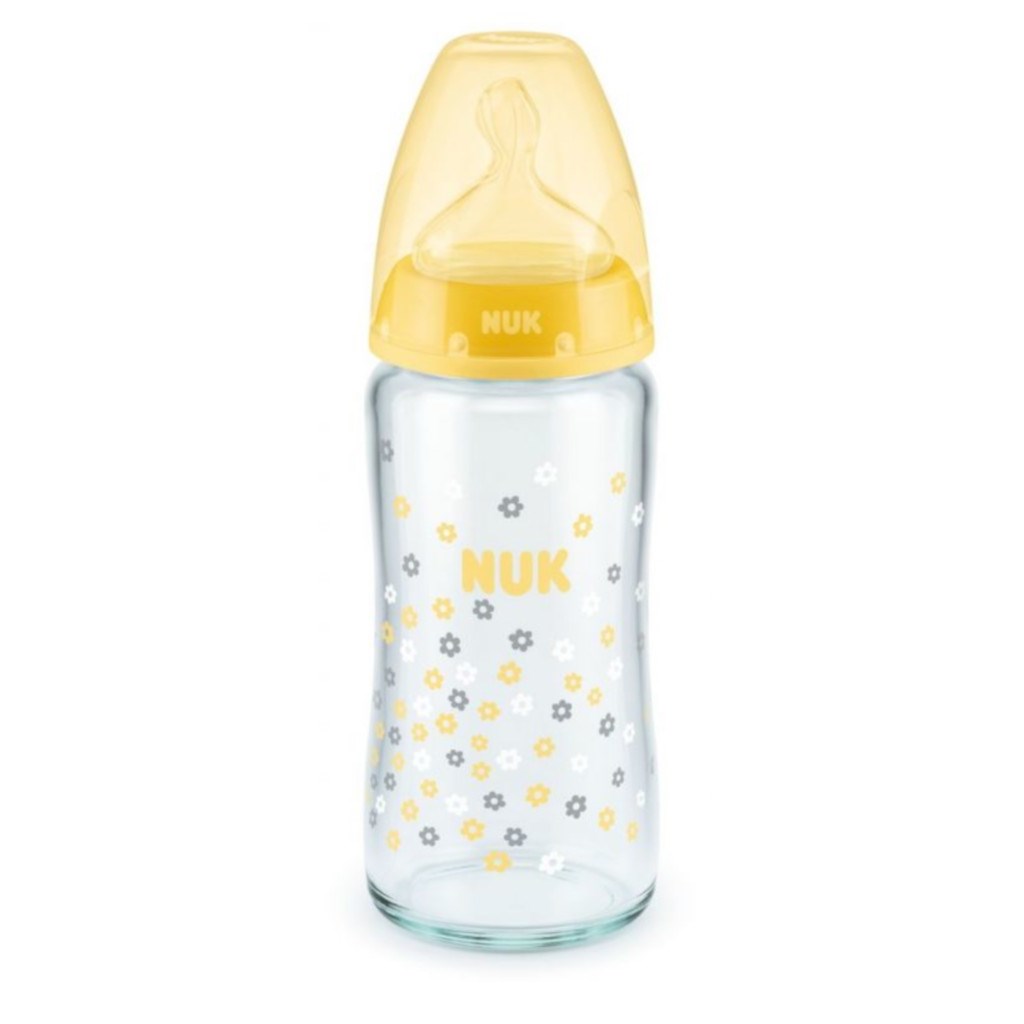 NUK Skleněná kojenecká láhev NUK First Choice 240 ml žlutá