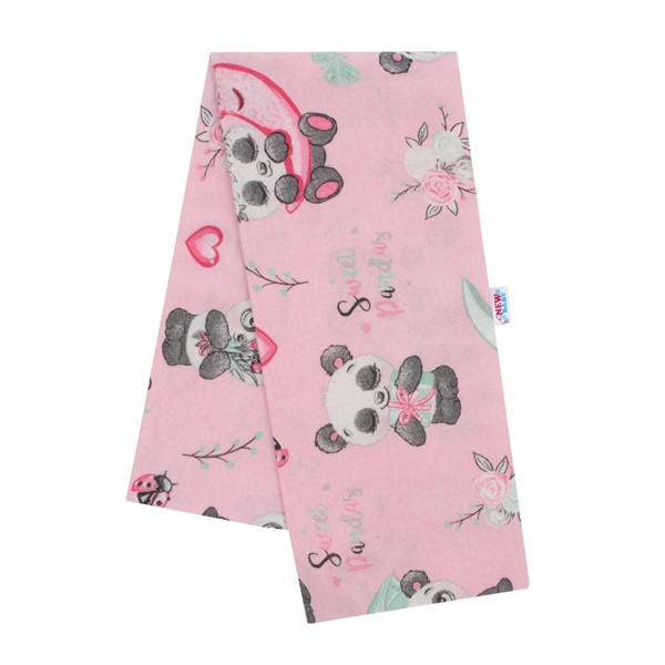 Flanelová plena s potiskem New Baby růžová pandy