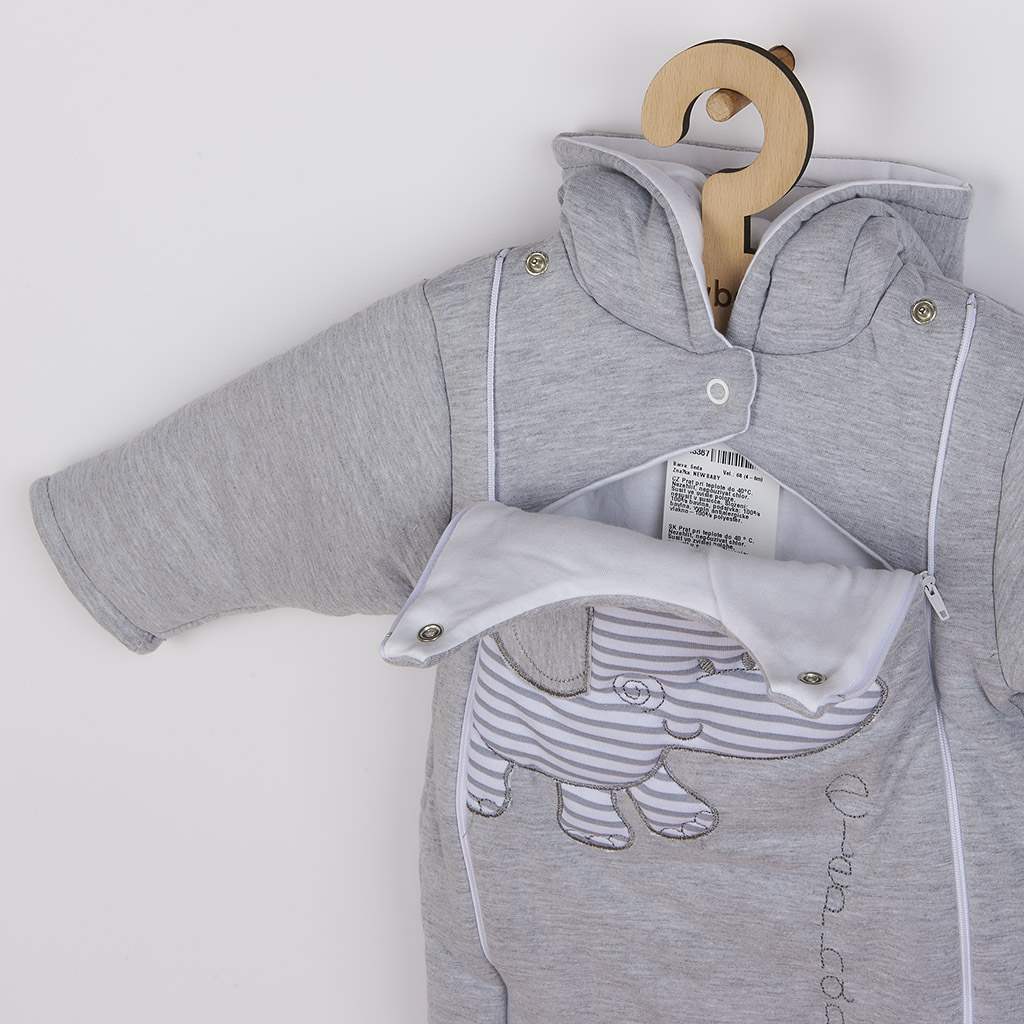 Zimní kombinézka New Baby Winter Elephant světle šedá