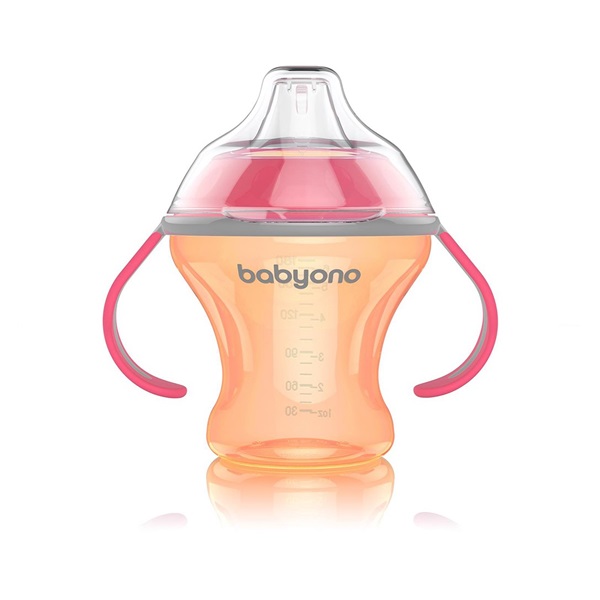 Netekoucí hrneček s měkkým náustkem Baby Ono 180 ml oranžový