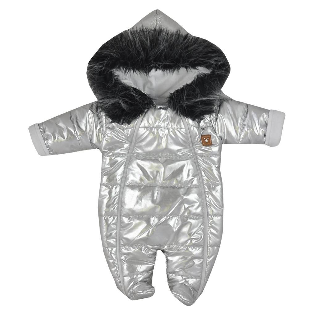 Zimní kojenecká kombinéza s kapucí Koala Lara stříbrná vel. 56 (0-3m)