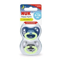 Šidítko NUK Happy Nights 6-18m 2ks/BOX kluk