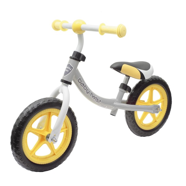 Dětské odrážedlo kolo Baby Mix TWIST šedo-žluté