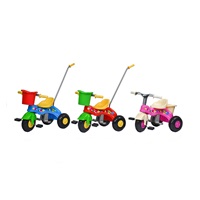 Dětská šlapací tříkolka s vodící tyčí BAYO JUNIOR červená