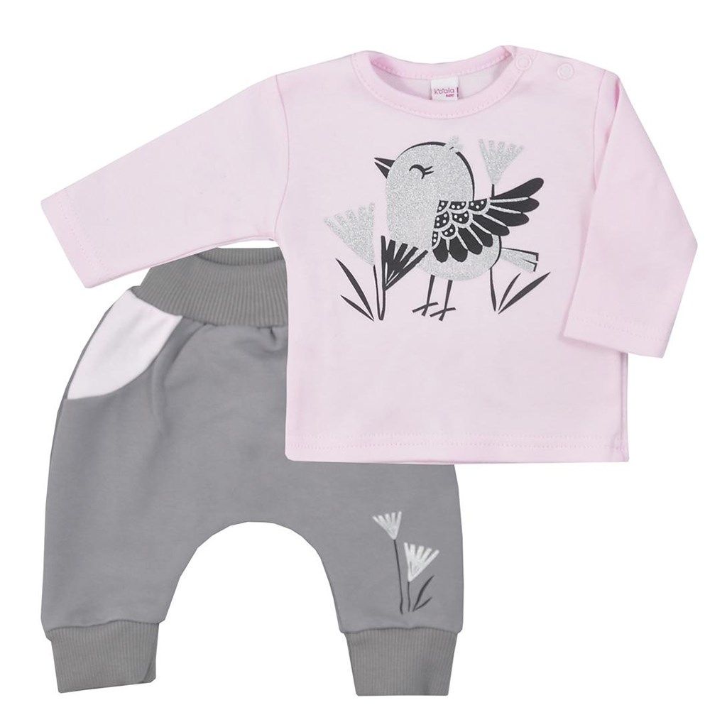 Kojenecké bavlněné tepláčky a tričko Koala Birdy růžové vel. 74 (6-9m)