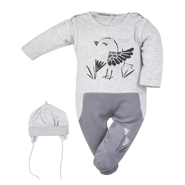 3-dílná bavlněná dětská souprava Koala Birdy šedá