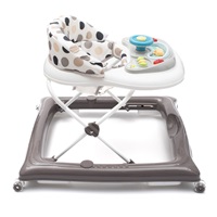Dětské chodítko Baby Mix s volantem a silikonovými kolečky šedo-bílé