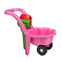 Dětské zahradní kolečko s lopatkou a hráběmi BAYO Sedmikráska růžové