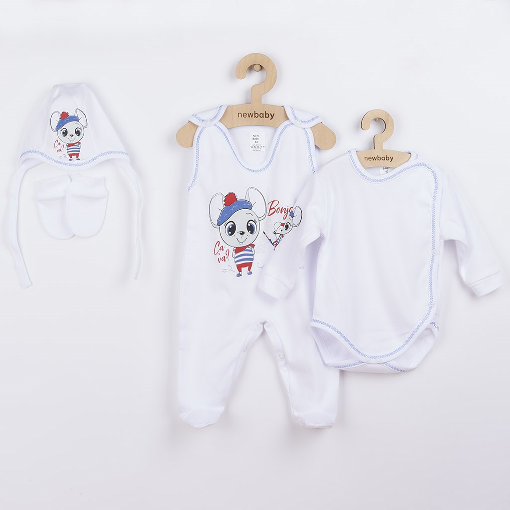 Soupravička 4-dílná New Baby Bonjour, Velikost: 56 (0-3m)
