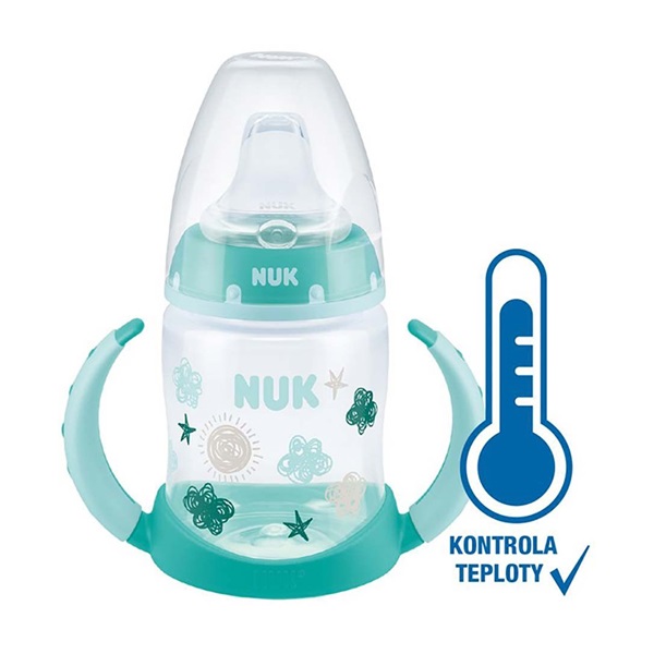 Kojenecká láhev na učení NUK s kontrolou teploty 150 ml zelená