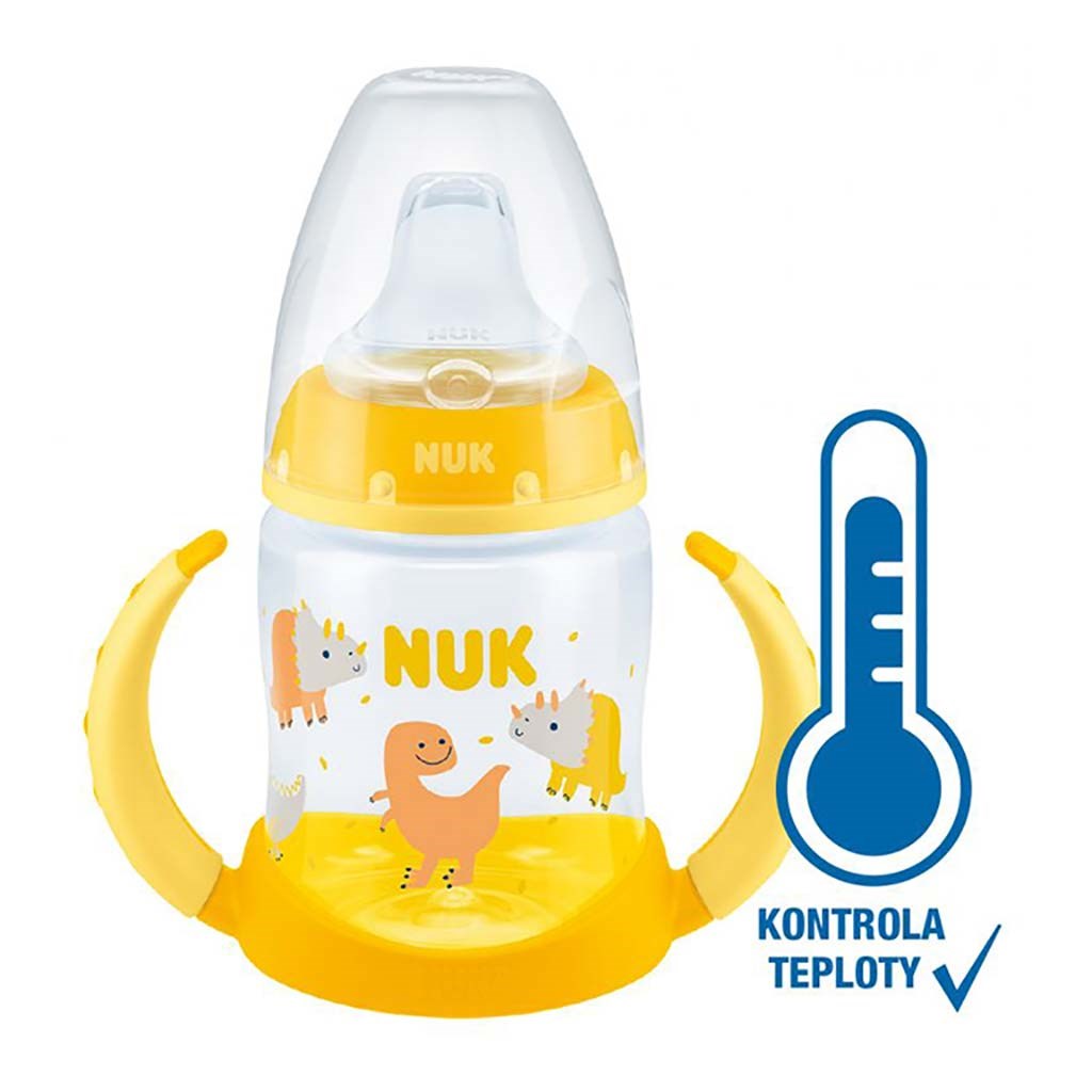 Kojenecká láhev na učení NUK s kontrolou teploty 150 ml žlutá