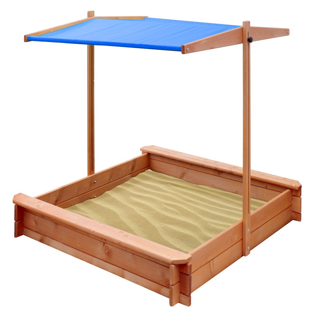 Dětské dřevěné pískoviště se stříškou NEW BABY 120×120 cm modré