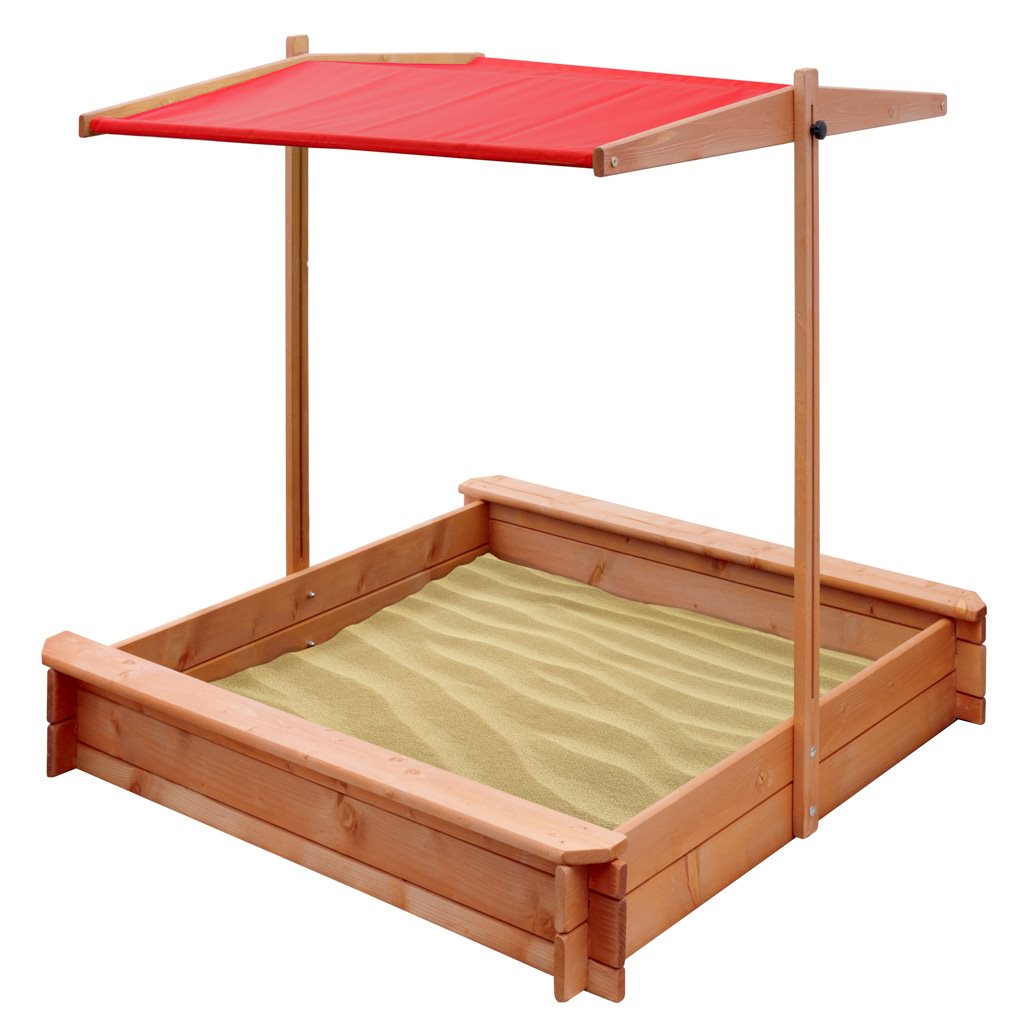 Dětské dřevěné pískoviště se stříškou NEW BABY 120×120 cm červené