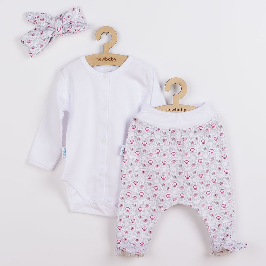 3-dílná bavlněná kojenecká souprava New Baby Kiddy bílo-růžová