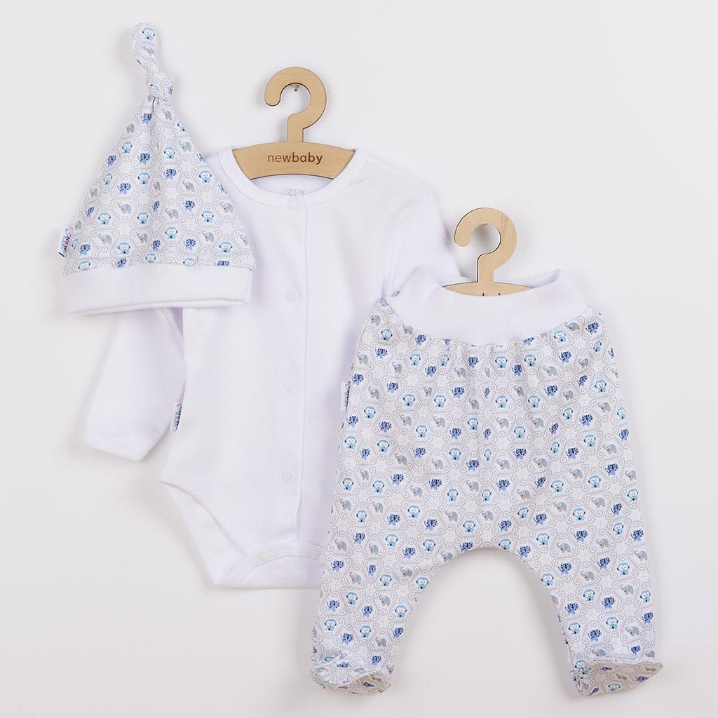 3-dílná bavlněná kojenecká souprava New Baby Kiddy bílo-modrá