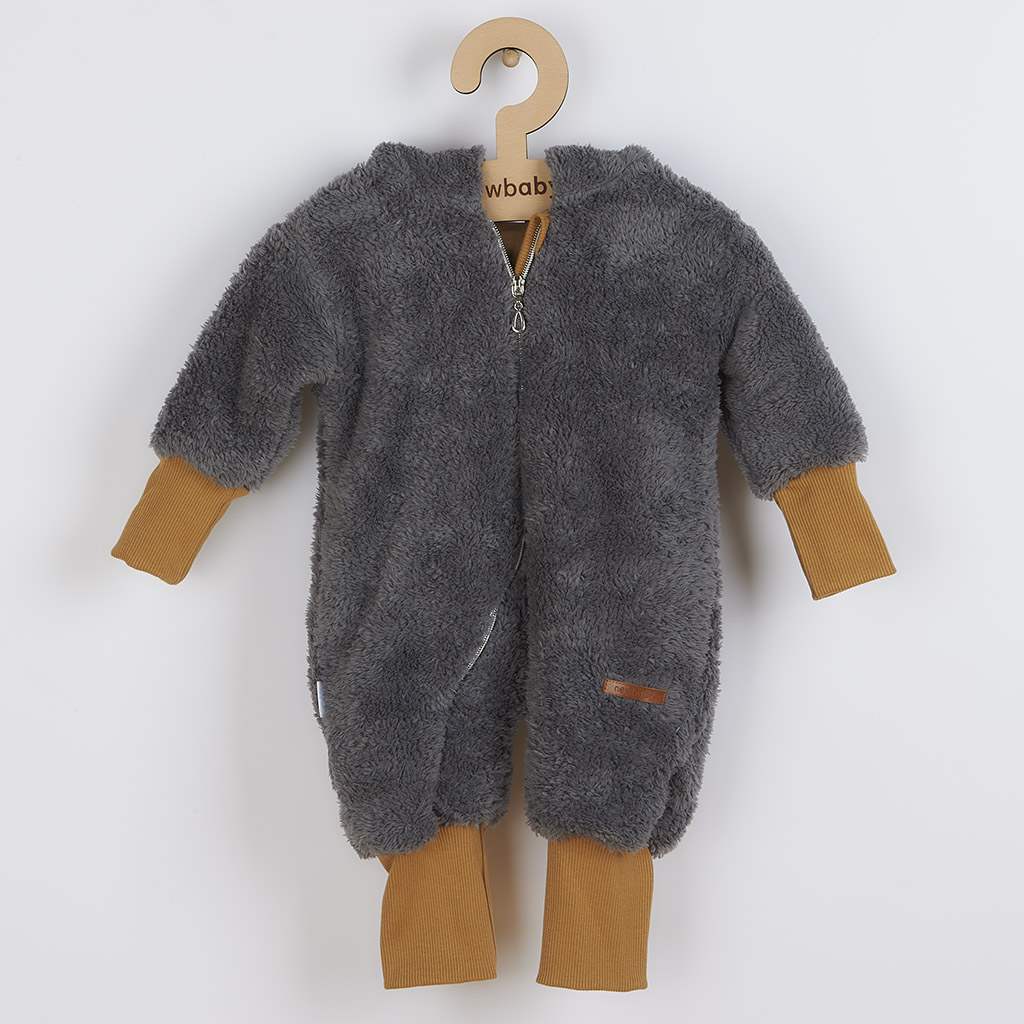 Luxusní dětský zimní overal New Baby Teddy bear šedý, Velikost: 56 (0-3m)