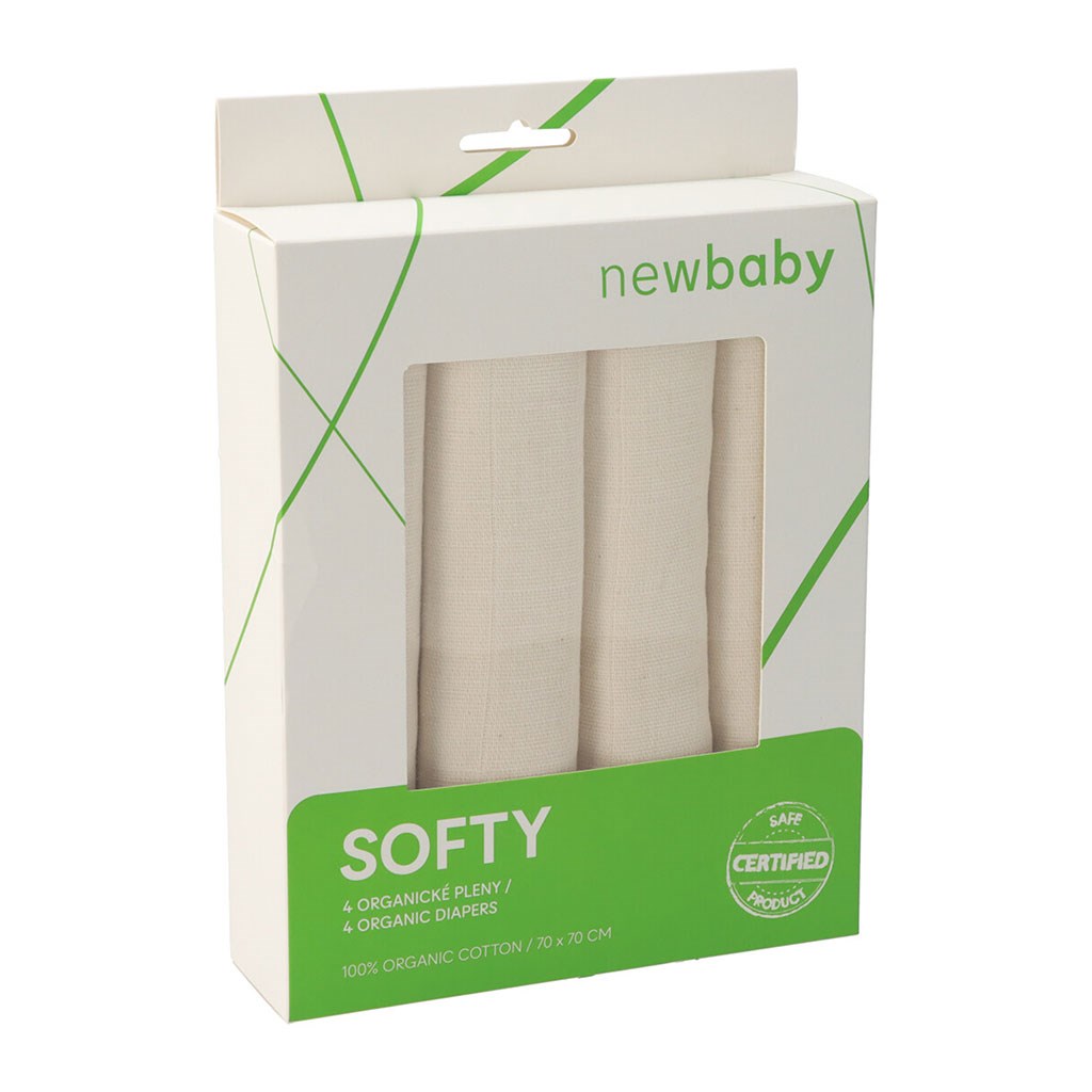 Látkové pleny z organické bavlny New Baby Softy 70 x 70 cm 4 ks